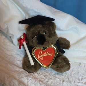 Graduation Teddy Bear with Heart and Scroll